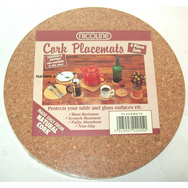 Nicoline Set of 4 Natural Cork Round Placemats 8