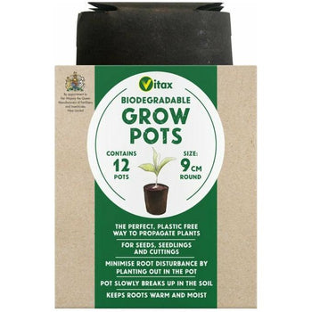 Vitax Biodegradable Grow Pots 9cm Round - 12 Pots