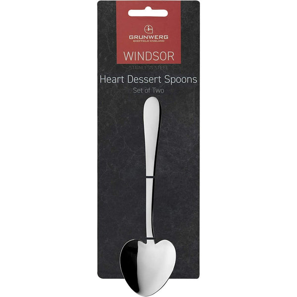Windsor Stainless Steel Heart Shaped Dessert Spoon Pack 2