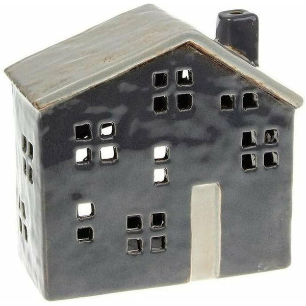 Village Pottery Large Town House Grey Tealight Holder