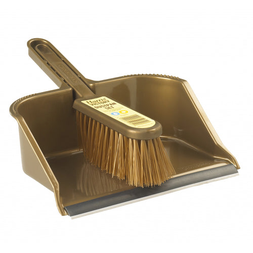 Harris Groundsman Dustpan Brush Set Hard Wearing With Rubber Lip