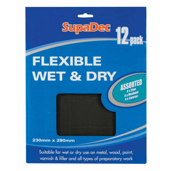 SupaDec Flexible Wet & Dry Paper Assorted Pack of 12