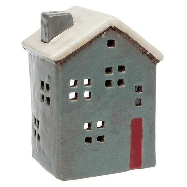 Village Pottery Small Town House Tealight Holder - Grey