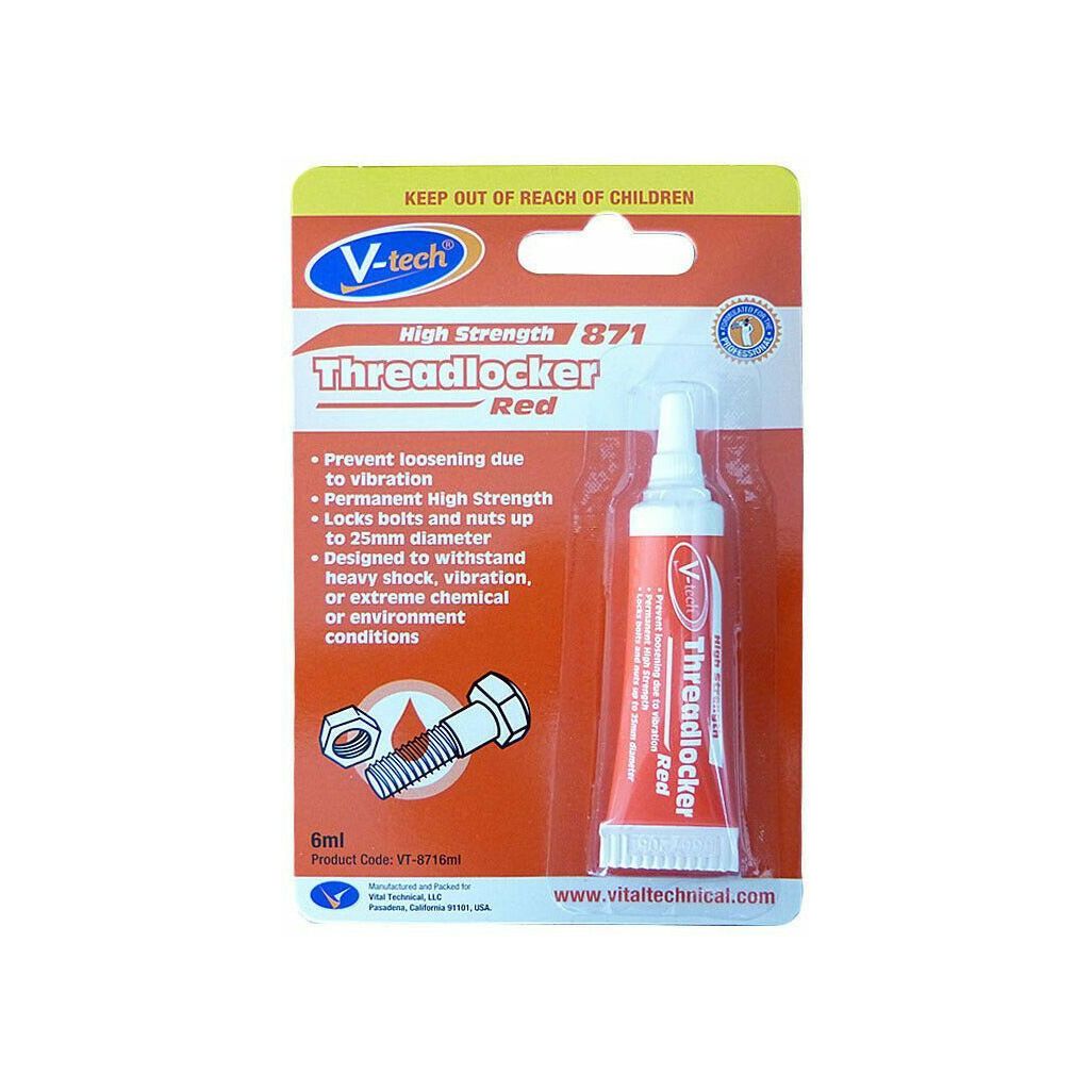 V-Tech High Strength Threadlocker 871 Red 6ml Tube – Mixles Home & Garden